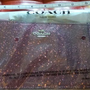 NWT Coach Pink Glitter Corner Zip Wristlet